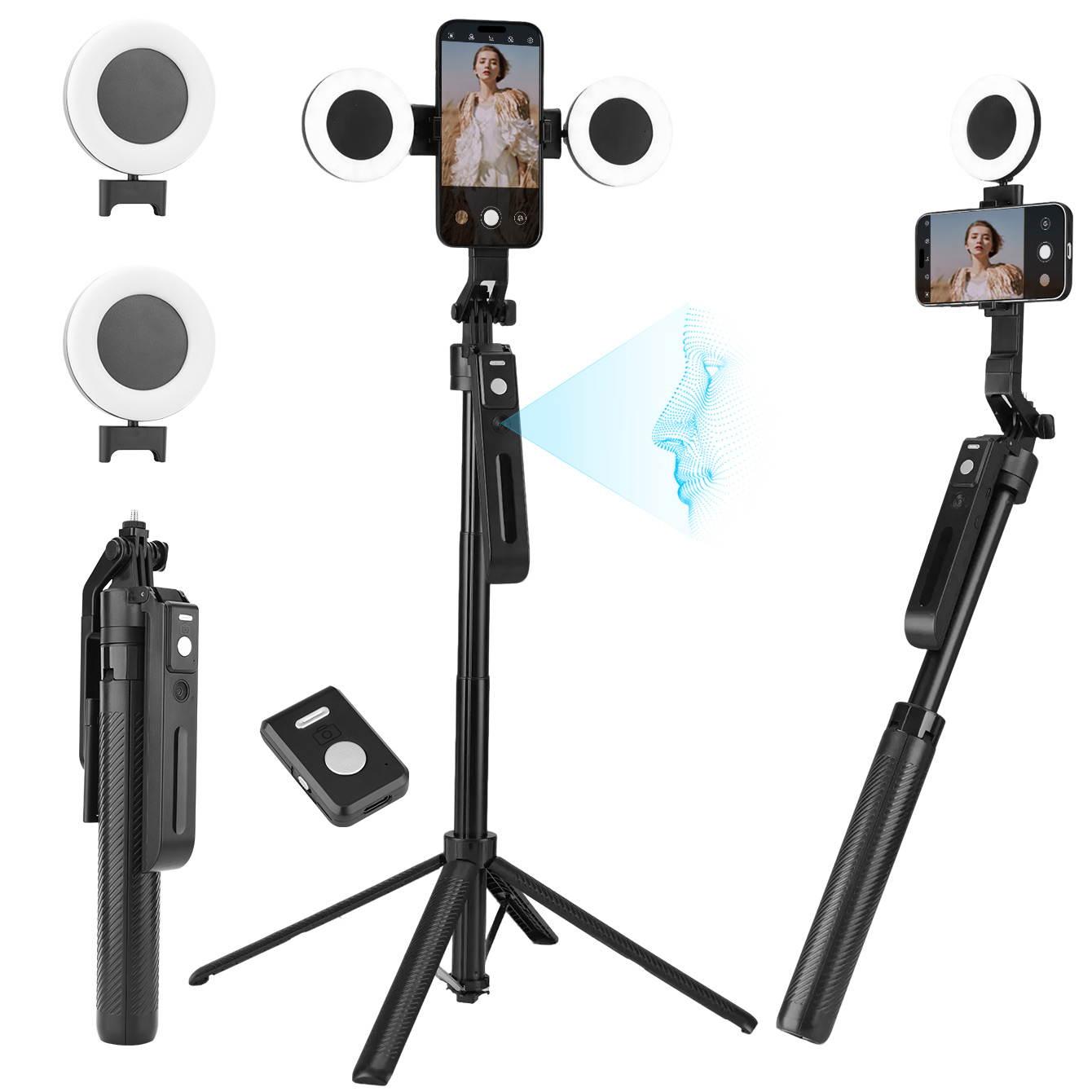 Photography Lighting Ai - 2025년형 새로운 AI 셀카봉 삼각대, 360도
